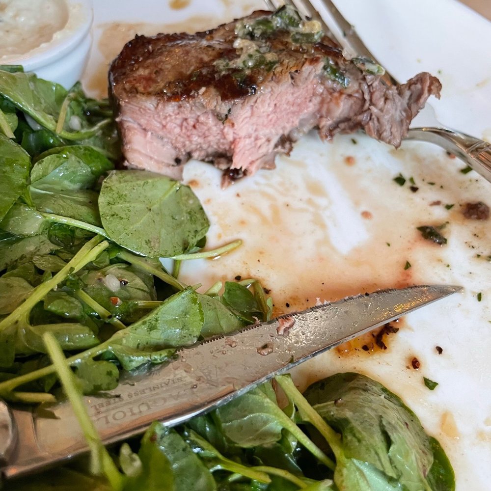 La Plage - Steak not medium rare :( looks pinker on the photo - Desserts Near Me - Westport, Connecticut La Plage - Steak not medium rare :( looks pinker on the photo - Desserts Near Me - Westport, Connecticut