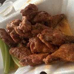 Chuck's Cafe - Wings fried hard extra sauce