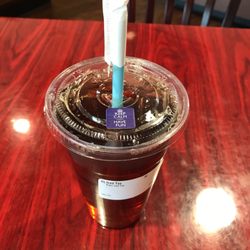 Brewed tea options are black and lemon hibiscus