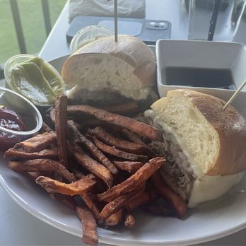 Deeds Bar And Grill - My husband had the prime rib sandwich & sweet potato fries! - Breakfast & Brunch Near Me - Paso Robles, California