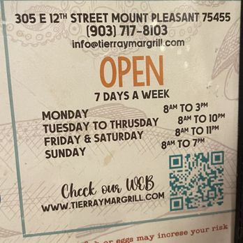 Tierra Y Mar Grill - Address and hours of operation - Mexican Near Me - Mount Pleasant, Texas Tierra Y Mar Grill - Address and hours of operation - Mexican Near Me - Mount Pleasant, Texas