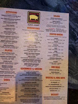 Menu photo 1 Saw's Juke Joint - Crestline Birmingham, AL