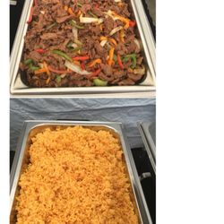 Las Hermanas Catering - Steak fajitas and Mexican rice