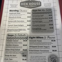 Hen House - Menu Page 1