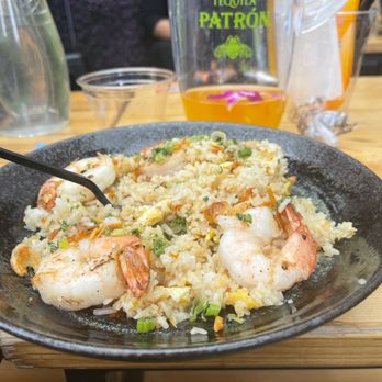 Kimoto Rooftop - Garlic Fried Rice with delectable shrimp - Asian Fusion Near Me - Brooklyn, New York