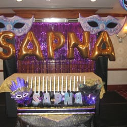 Total Party - Name backdrop with curtain & custom candle lighting board