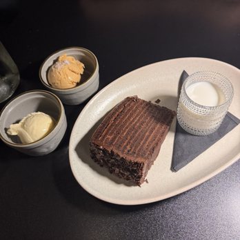 The Wine Kitchen On The Creek - Chocolate cake with vanilla and salted caramel ice cream - New American Near Me - Frederick, Maryland The Wine Kitchen On The Creek - Chocolate cake with vanilla and salted caramel ice cream - New American Near Me - Frederick, Maryland