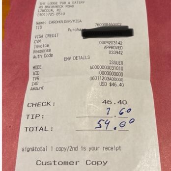 Lodge Pub & Eatery - Over billing - New American Near Me - Lincoln, Rhode Island