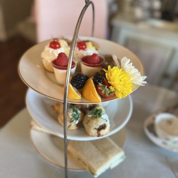 The RoyalTEA Garden - three tiered trays of food - Tea Rooms Near Me - Pleasanton, California