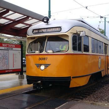 Mattapan M Line MBTA Station - The streetcar, stopped at Mattapan station - Metro Stations Near Me - Boston, Massachusetts Mattapan M Line MBTA Station - The streetcar, stopped at Mattapan station - Metro Stations Near Me - Boston, Massachusetts