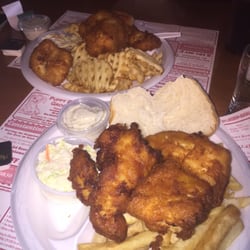 Rigonis Inn - My wife's & my fish. Fry. I got the French fries & my wife got the waffle fries.