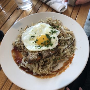 Daps Breakfast & Imbibe - Pork potato hash with sunny side up egg - Breakfast & Brunch Near Me - Charleston, South Carolina Daps Breakfast & Imbibe - Pork potato hash with sunny side up egg - Breakfast & Brunch Near Me - Charleston, South Carolina