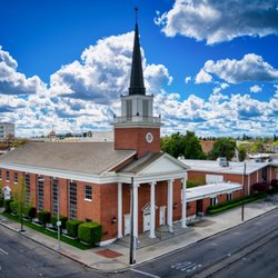 Unique Perspectives Drone Photography - One of downtown Visalia's beautiful churches. 1st Presbyterian Church.