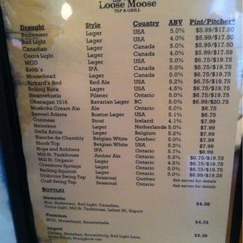 The Loose Moose - Beer list - Sports Bars Near Me - Toronto, Ontario The Loose Moose - Beer list - Sports Bars Near Me - Toronto, Ontario