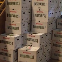 Forest Hills Tuv Ha'Aretz CSA - The stack of organic veggie boxes from Golden Earthworm awaiting weekly member pick up at the CSA.