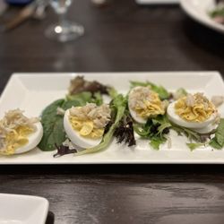 Sauciety - Deviled Eggs with Crab Meat