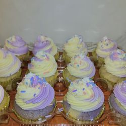 A dreamy swirl of lavender and cream cupcakes