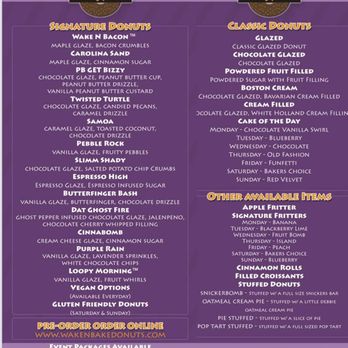 Wake N Bake Donuts - Menu. April, 2021. - Donuts Near Me - Carolina Beach, North Carolina Wake N Bake Donuts - Menu. April, 2021. - Donuts Near Me - Carolina Beach, North Carolina