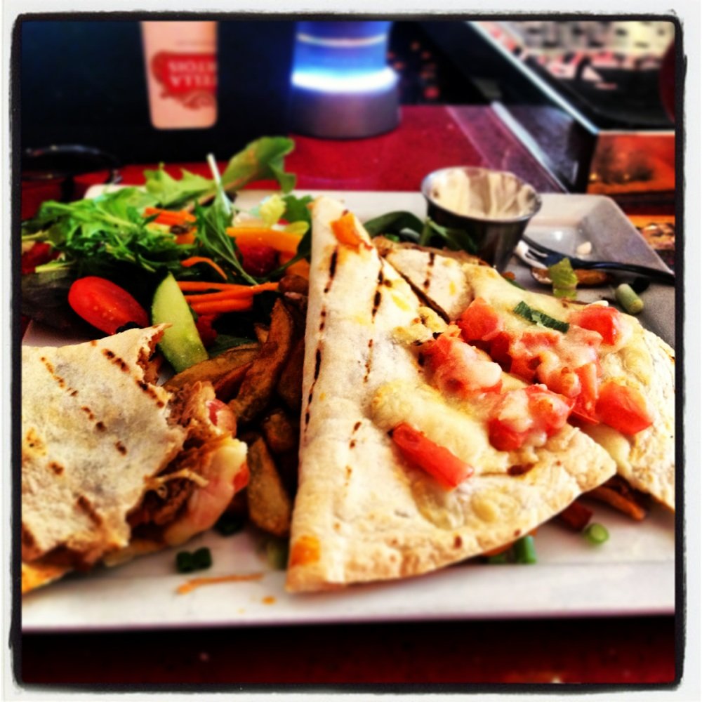Breakwall BBQ - Smoked pulled pork quesadilla- amazing. With salad & cut fries - Barbeque Near Me - Toronto, Ontario Breakwall BBQ - Smoked pulled pork quesadilla- amazing. With salad & cut fries - Barbeque Near Me - Toronto, Ontario