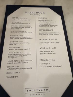 Menu photo 7 Boulevard Vancouver, BC Menu photo 7 Boulevard Vancouver, BC