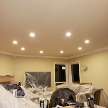 Lampochka & Co - living room after installation of recessed lights fixtures installation took one day without damage to the walls and ceilings - Electricians Near Me Lampochka & Co - living room after installation of recessed lights fixtures installation took one day without damage to the walls and ceilings - Electricians Near Me