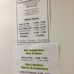 Lim Rehabilitation & Chiropractic - Clinic hours