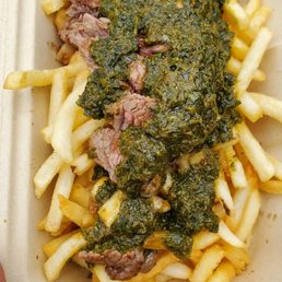 Steak and Chimichurri on fries Steak and Chimichurri on fries