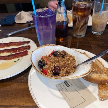First Watch - Açaí bowl, with million dollar bacon, purple haze and a cold brew - Breakfast & Brunch Near Me - Morris Plains, New Jersey First Watch - Açaí bowl, with million dollar bacon, purple haze and a cold brew - Breakfast & Brunch Near Me - Morris Plains, New Jersey