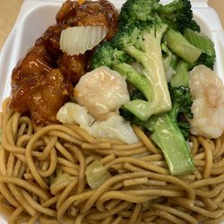 Hong Kong Express - 2 Item Combo with Orange Chicken and shrimp and Chinese Broccoli In Oyster Sauce