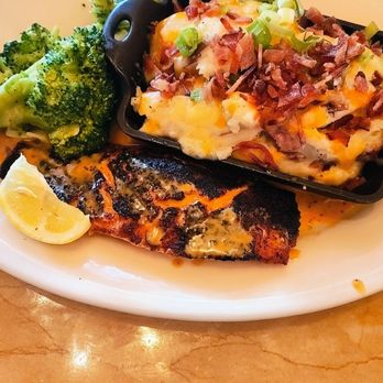 The Cheesecake Factory - Cajun Salmon with loaded mashed potatoes and broccoli - New American Near Me - Atlanta, Georgia The Cheesecake Factory - Cajun Salmon with loaded mashed potatoes and broccoli - New American Near Me - Atlanta, Georgia