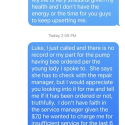 THE POOL GUY - Texts with Luke the week of 5/11 in regards to my necessary pool pump part and the $70.00 backwash.