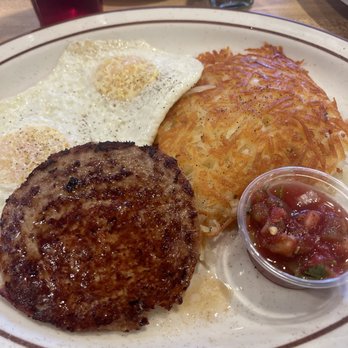Joe's Other Place - Sausage patty w/ Hash browns and sour bread toast Cranberry juice to wash it down. - Mexican Near Me - Templeton, California Joe's Other Place - Sausage patty w/ Hash browns and sour bread toast Cranberry juice to wash it down. - Mexican Near Me - Templeton, California