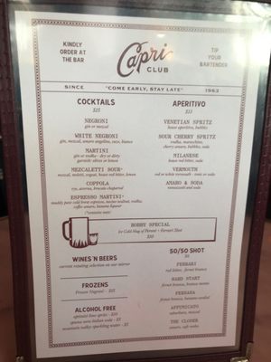 Menu photo 7 Capri Club Los Angeles, CA
