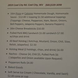 Nan and Pop's Country Store - Menu