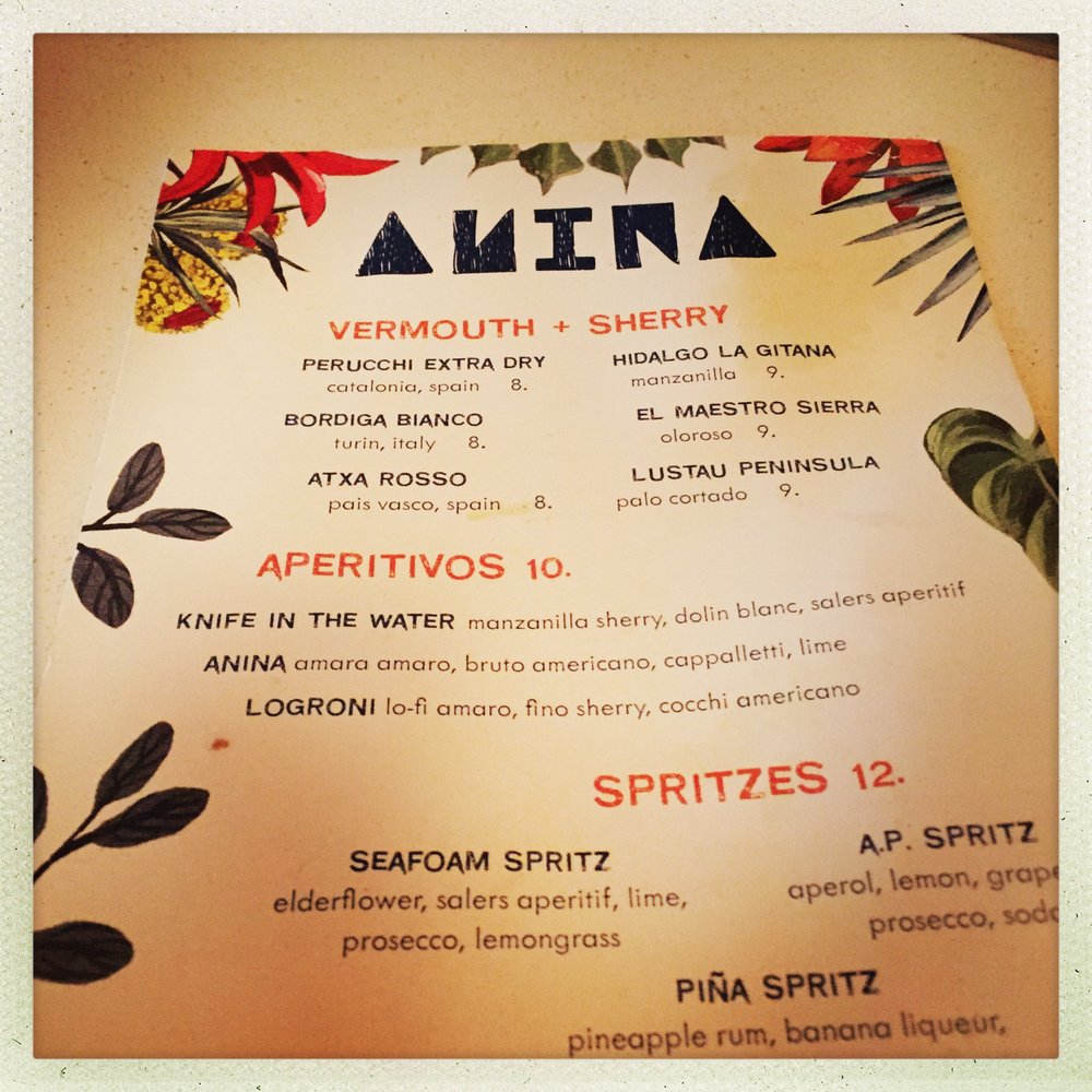 Anina - Menu - Cocktail Bars Near Me - San Francisco, California Anina - Menu - Cocktail Bars Near Me - San Francisco, California