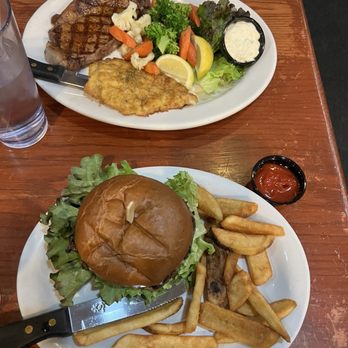 Center Street Grill - Top: Surf and Turf Bottom: Angus house burger - Steakhouses Near Me - Turlock, California