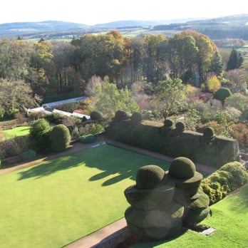 Crathes Castle - View of the gardens from the top of the castle. - Landmarks & Historical Buildings Near Me