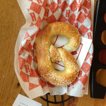 Harpoon Brewery - $4 pretzels with several dip options - Breweries Near Me - Boston, Massachusetts