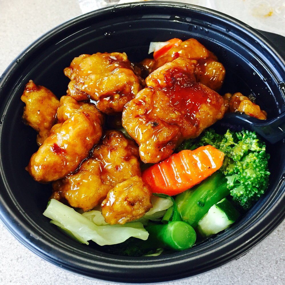 Panda Express - Panda bowl entry item & side. I picked orange chicken and stemmed veggies to go! - Fast Food Near Me - Bellevue, Washington Panda Express - Panda bowl entry item & side. I picked orange chicken and stemmed veggies to go! - Fast Food Near Me - Bellevue, Washington