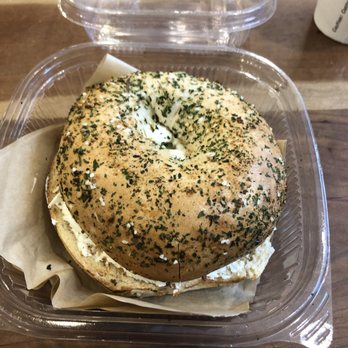 Dollop Coffee - Herb bagel with cream cheese- delicious - Coffee & Tea Near Me - Chicago, Illinois