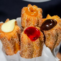 Vanilla Strawberry Chocolate and Caramel Churros