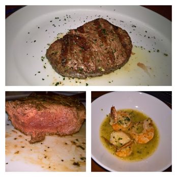 Ocean Prime - 10 oz filet, medium rare, with garlic shrimp scampi accessory - Seafood Near Me - Denver, Colorado Ocean Prime - 10 oz filet, medium rare, with garlic shrimp scampi accessory - Seafood Near Me - Denver, Colorado