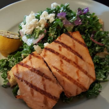 Finch & Fork - Kale salad with salamon - New American Near Me - Santa Barbara, California