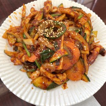 Jang An Restaurant - Spicy stirred squid with mixed vegetables lunch special - Korean Near Me - Los Angeles, California Jang An Restaurant - Spicy stirred squid with mixed vegetables lunch special - Korean Near Me - Los Angeles, California