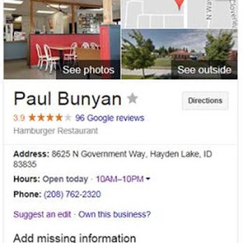 Paul Bunyan - Burgers Near Me - Hayden, Idaho