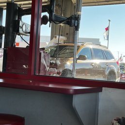 My car.. I'm sitting in a comfy seat watching it all go down!