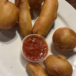Fried mushrooms and zucchini