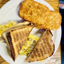 Family and Friends Country Restaurant - Breakfast special: scrapple and cheese omelette hash browns and toast $8.99