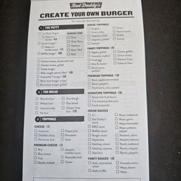 Make your own burger sheet Make your own burger sheet