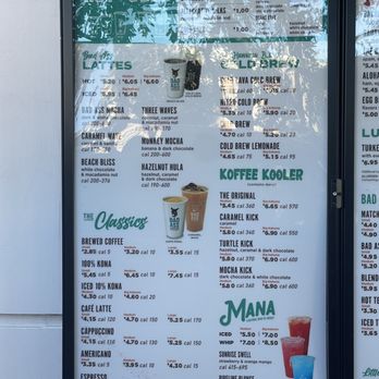 Bad Ass Coffee of Hawaii - Menu side left - Coffee & Tea Near Me - Cypress, Texas Bad Ass Coffee of Hawaii - Menu side left - Coffee & Tea Near Me - Cypress, Texas